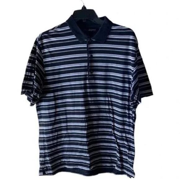 Greg Norman Polo Stripe Shirt 3/4 Button Front Short Sleeves Men's Size Large - Picture 1 of 8
